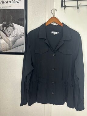Calvin Klein Black Button-Front Utility Jacket